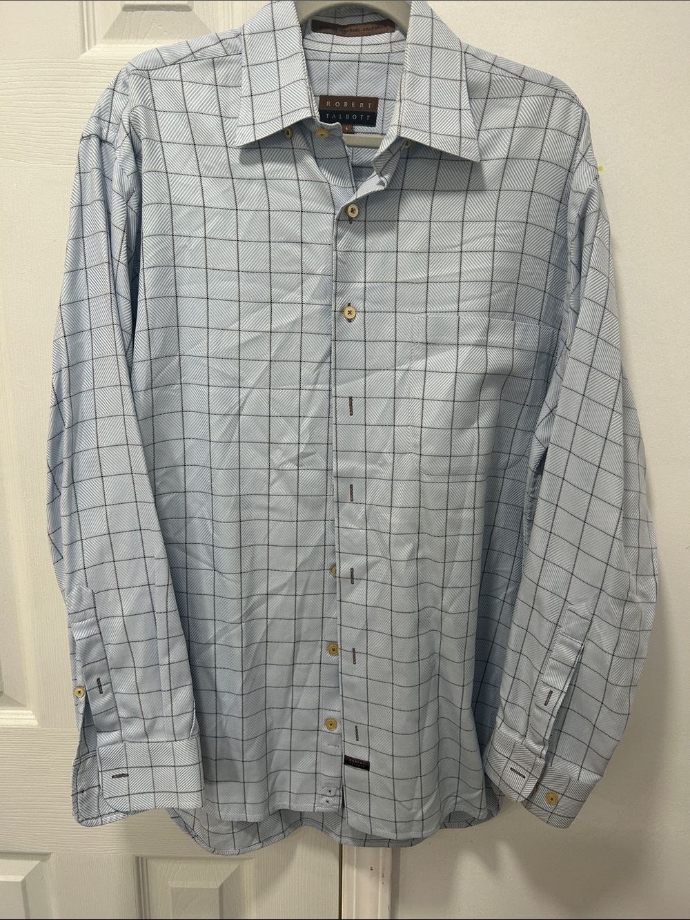 Robert Talbott Light Blue Shirt with Navy Windowpane